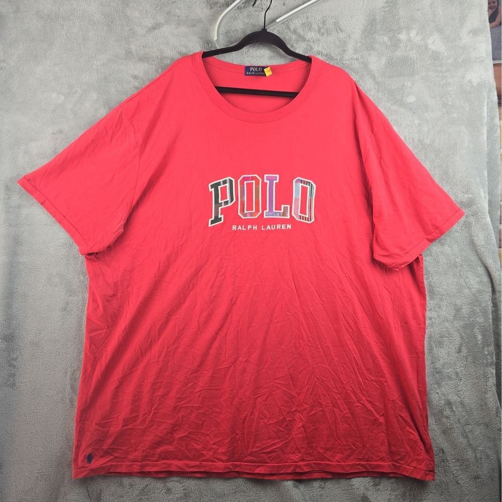 POLO RALPH LAUREN T-Shirt Men's 4XLT Pink Plaid Polo Logo Embrodiered Flaw